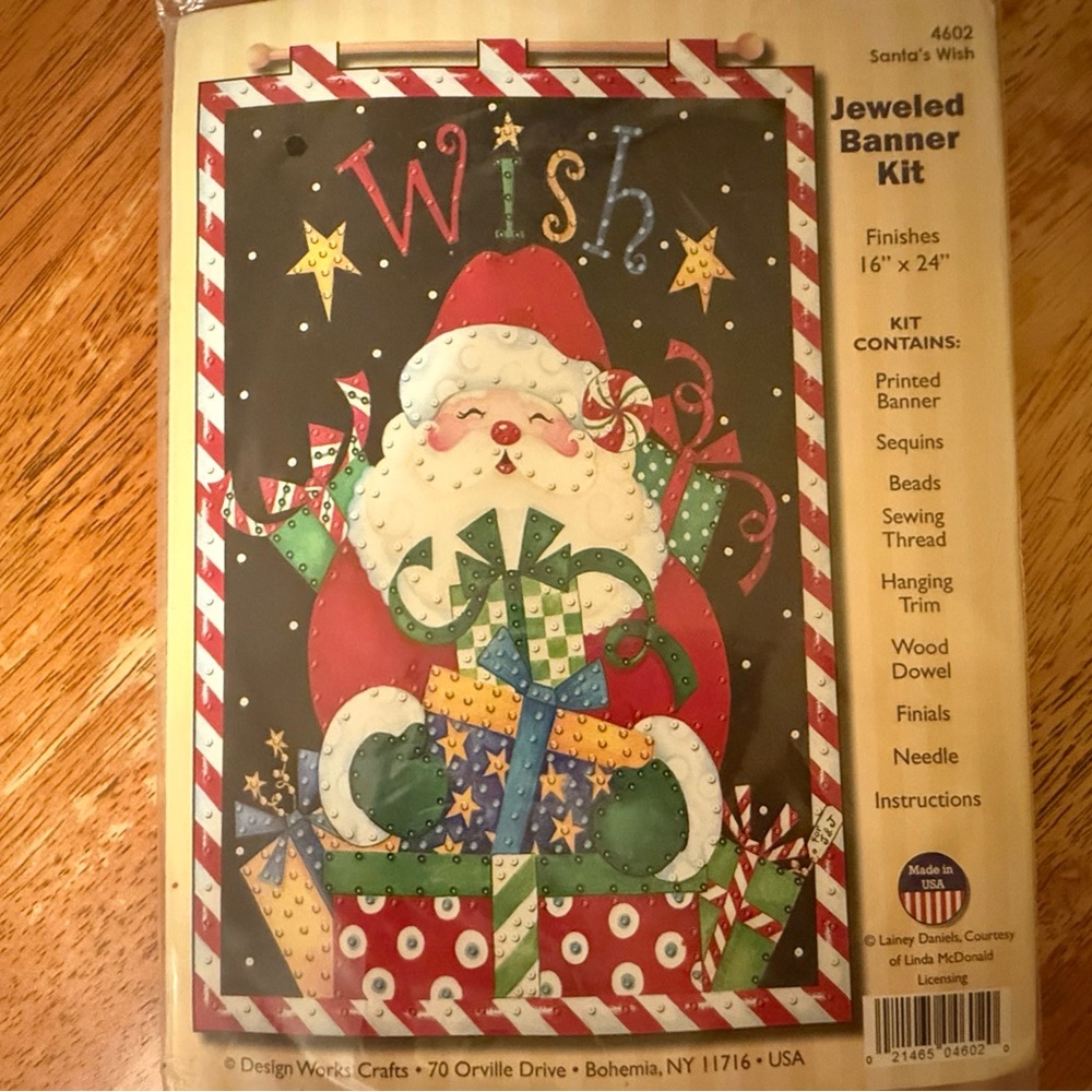 NEW Design Works Crafts Santa's Wish Jeweled Banner Kit